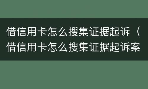 借信用卡怎么搜集证据起诉（借信用卡怎么搜集证据起诉案例）