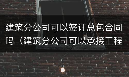 建筑分公司可以签订总包合同吗（建筑分公司可以承接工程）