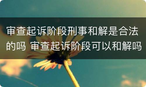 审查起诉阶段刑事和解是合法的吗 审查起诉阶段可以和解吗