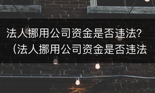 法人挪用公司资金是否违法？（法人挪用公司资金是否违法犯罪）