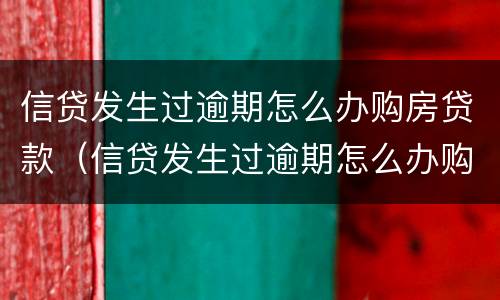 信贷发生过逾期怎么办购房贷款（信贷发生过逾期怎么办购房贷款手续）