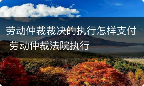 劳动仲裁裁决的执行怎样支付 劳动仲裁法院执行