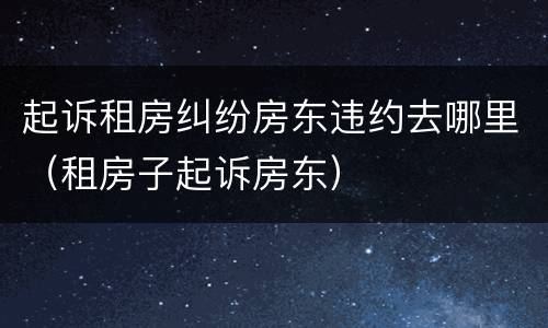 起诉租房纠纷房东违约去哪里(租房子起诉房东)