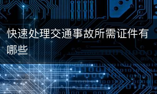 快速处理交通事故所需证件有哪些