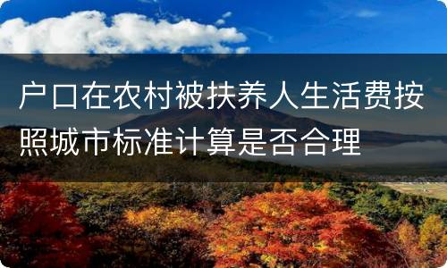 户口在农村被扶养人生活费按照城市标准计算是否合理