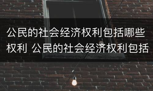 公民的社会经济权利包括哪些权利 公民的社会经济权利包括哪些权利和权利