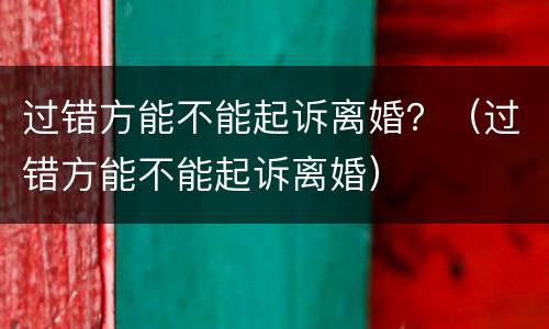 过错方能不能起诉离婚？（过错方能不能起诉离婚）