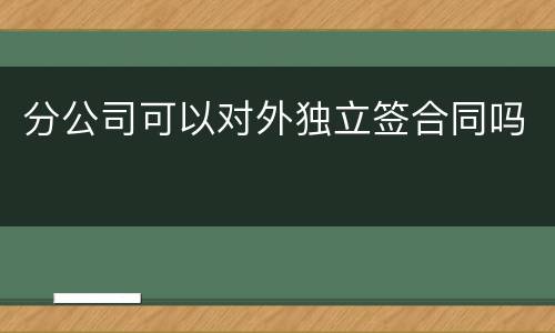 分公司可以对外独立签合同吗