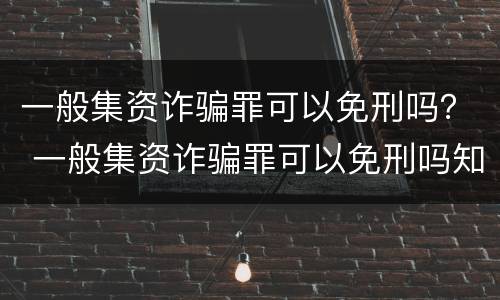 一般集资诈骗罪可以免刑吗？ 一般集资诈骗罪可以免刑吗知乎