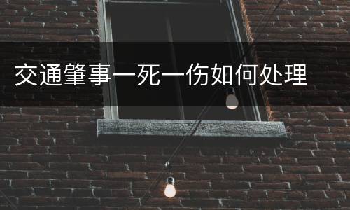 交通肇事一死一伤如何处理