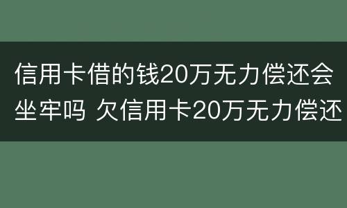 信用卡借的钱20万无力偿还会坐牢吗 欠信用卡20万无力偿还会坐牢吗?