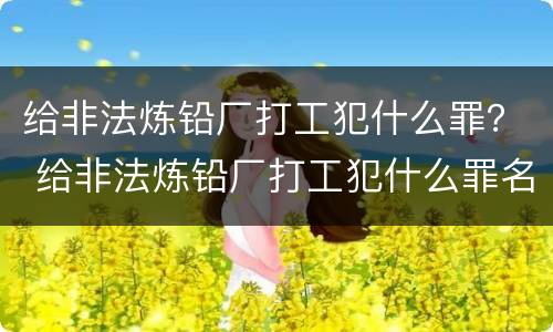 给非法炼铅厂打工犯什么罪? 给非法炼铅厂打工犯什么罪名