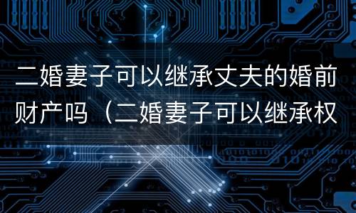 二婚妻子可以继承丈夫的婚前财产吗（二婚妻子可以继承权吗）