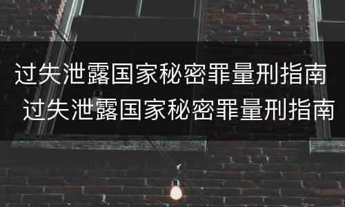 过失泄露国家秘密罪量刑指南 过失泄露国家秘密罪量刑指南最新