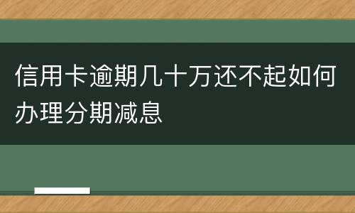 信用卡逾期几十万还不起如何办理分期减息