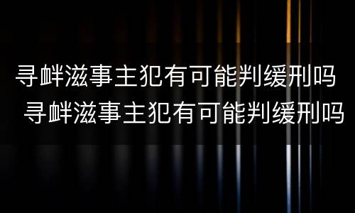 寻衅滋事主犯有可能判缓刑吗 寻衅滋事主犯有可能判缓刑吗