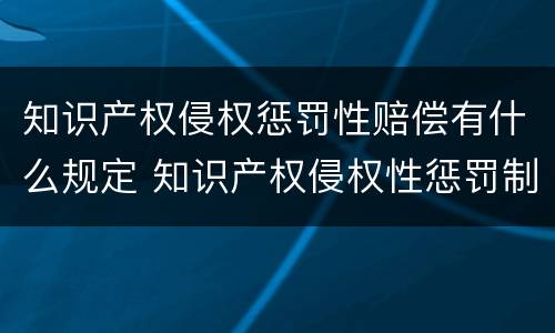 知识产权侵权惩罚性赔偿有什么规定 知识产权侵权性惩罚制度