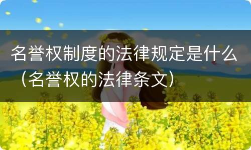 名誉权制度的法律规定是什么（名誉权的法律条文）