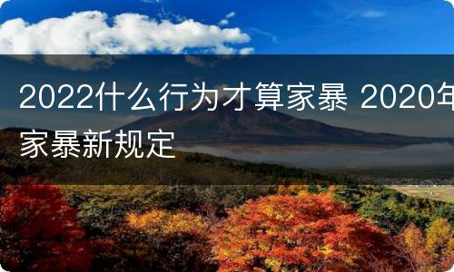2022什么行为才算家暴 2020年家暴新规定