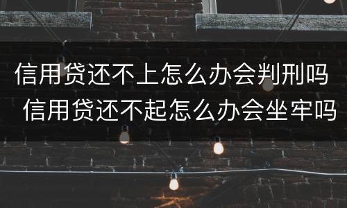 信用贷还不上怎么办会判刑吗 信用贷还不起怎么办会坐牢吗