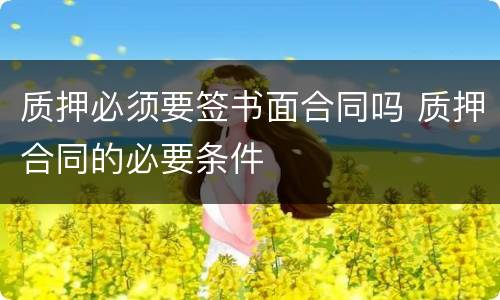 质押必须要签书面合同吗 质押合同的必要条件