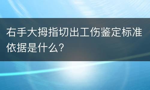 右手大拇指切出工伤鉴定标准依据是什么?
