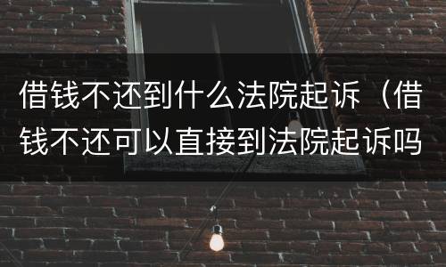 借钱不还到什么法院起诉（借钱不还可以直接到法院起诉吗）
