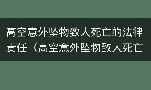 高空意外坠物致人死亡的法律责任（高空意外坠物致人死亡的法律责任是）