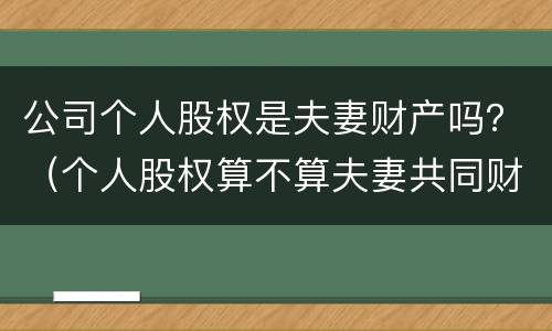公司个人股权是夫妻财产吗？（个人股权算不算夫妻共同财产）