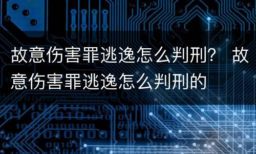 故意伤害罪逃逸怎么判刑？ 故意伤害罪逃逸怎么判刑的