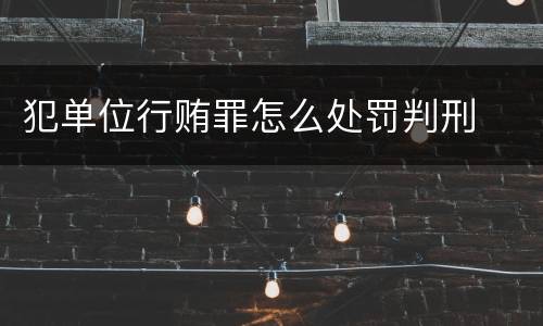 犯单位行贿罪怎么处罚判刑