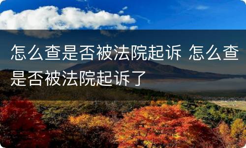 怎么查是否被法院起诉 怎么查是否被法院起诉了
