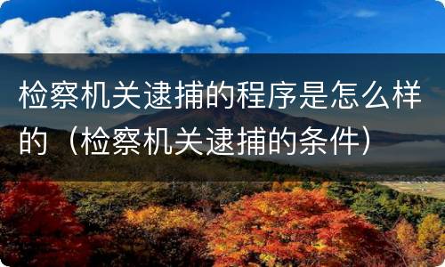 检察机关逮捕的程序是怎么样的（检察机关逮捕的条件）