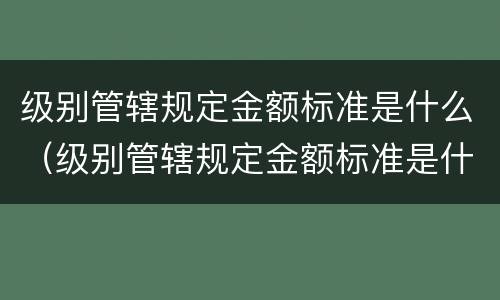 级别管辖规定金额标准是什么（级别管辖规定金额标准是什么意思）