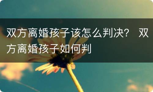 双方离婚孩子该怎么判决？ 双方离婚孩子如何判