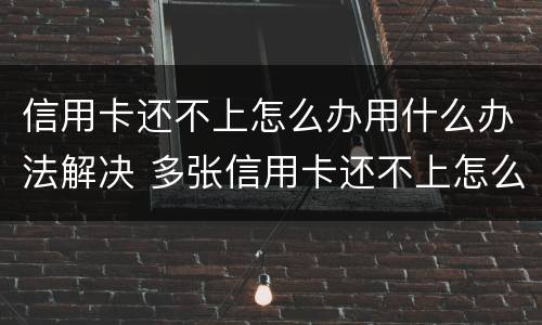 信用卡还不上怎么办用什么办法解决 多张信用卡还不上怎么办用什么办法解决