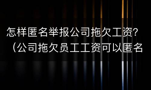怎样匿名举报公司拖欠工资？（公司拖欠员工工资可以匿名举报吗）