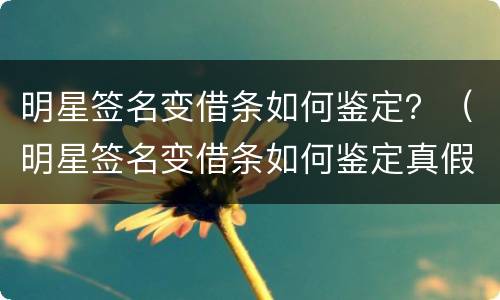 明星签名变借条如何鉴定？（明星签名变借条如何鉴定真假）