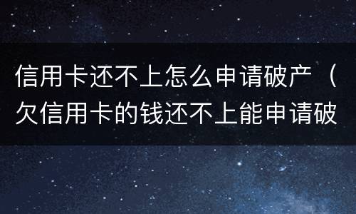 信用卡还不上怎么申请破产（欠信用卡的钱还不上能申请破产吗）