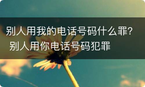 别人用我的电话号码什么罪？ 别人用你电话号码犯罪