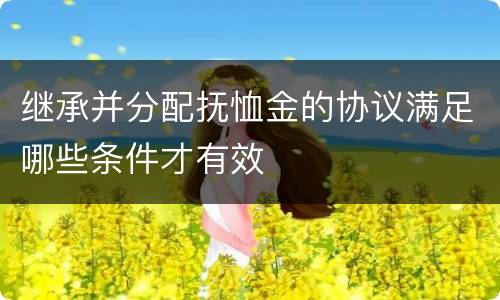 继承并分配抚恤金的协议满足哪些条件才有效