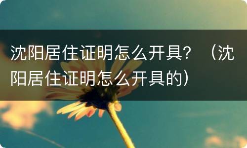 沈阳居住证明怎么开具？（沈阳居住证明怎么开具的）