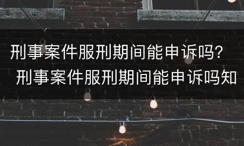 刑事案件服刑期间能申诉吗？ 刑事案件服刑期间能申诉吗知乎