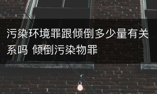 污染环境罪跟倾倒多少量有关系吗 倾倒污染物罪