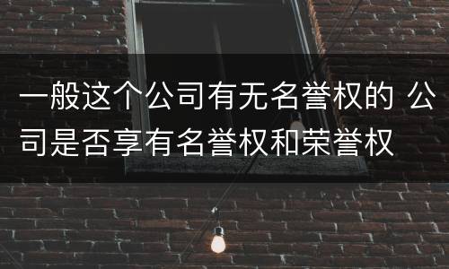 一般这个公司有无名誉权的 公司是否享有名誉权和荣誉权