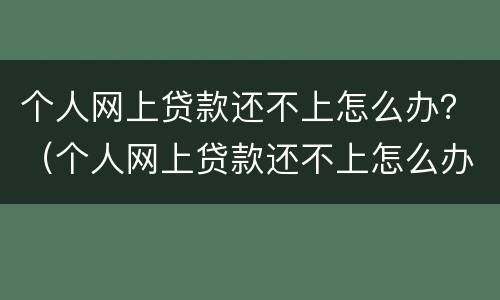 个人网上贷款还不上怎么办？（个人网上贷款还不上怎么办手续）
