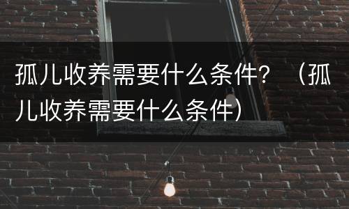 孤儿收养需要什么条件？（孤儿收养需要什么条件）