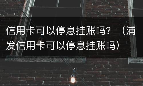 信用卡可以停息挂账吗？（浦发信用卡可以停息挂账吗）