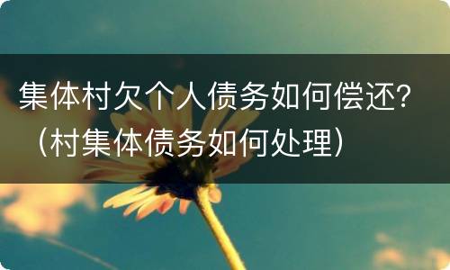 集体村欠个人债务如何偿还？（村集体债务如何处理）