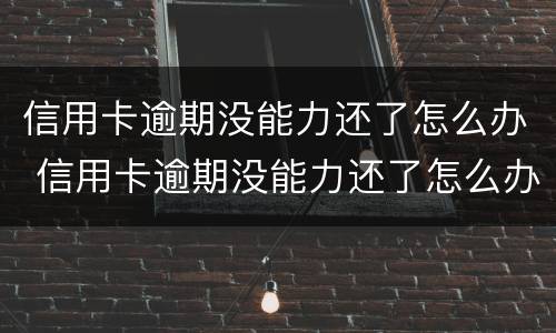 信用卡逾期没能力还了怎么办 信用卡逾期没能力还了怎么办理
